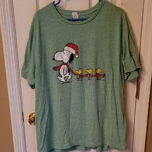 Peanuts Green Snoopy & Woodstock Kids Tee